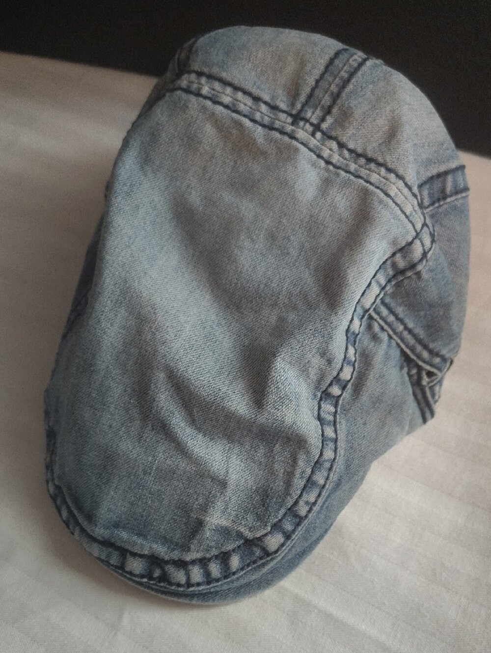 Wait Y2k Retro Street Wear Grunge Blue washed Denim Cabbie  Newsboy Cap - Picture 6 of 11